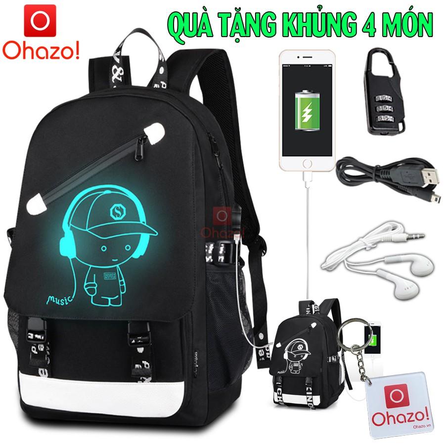 Balo nam nữ đi học phong cách phát sáng Boymusic cực độc -TẶNG cápUSB+Khóasố+TaiNghe+Móckhóa- Cặp đi học HOT trend 2021