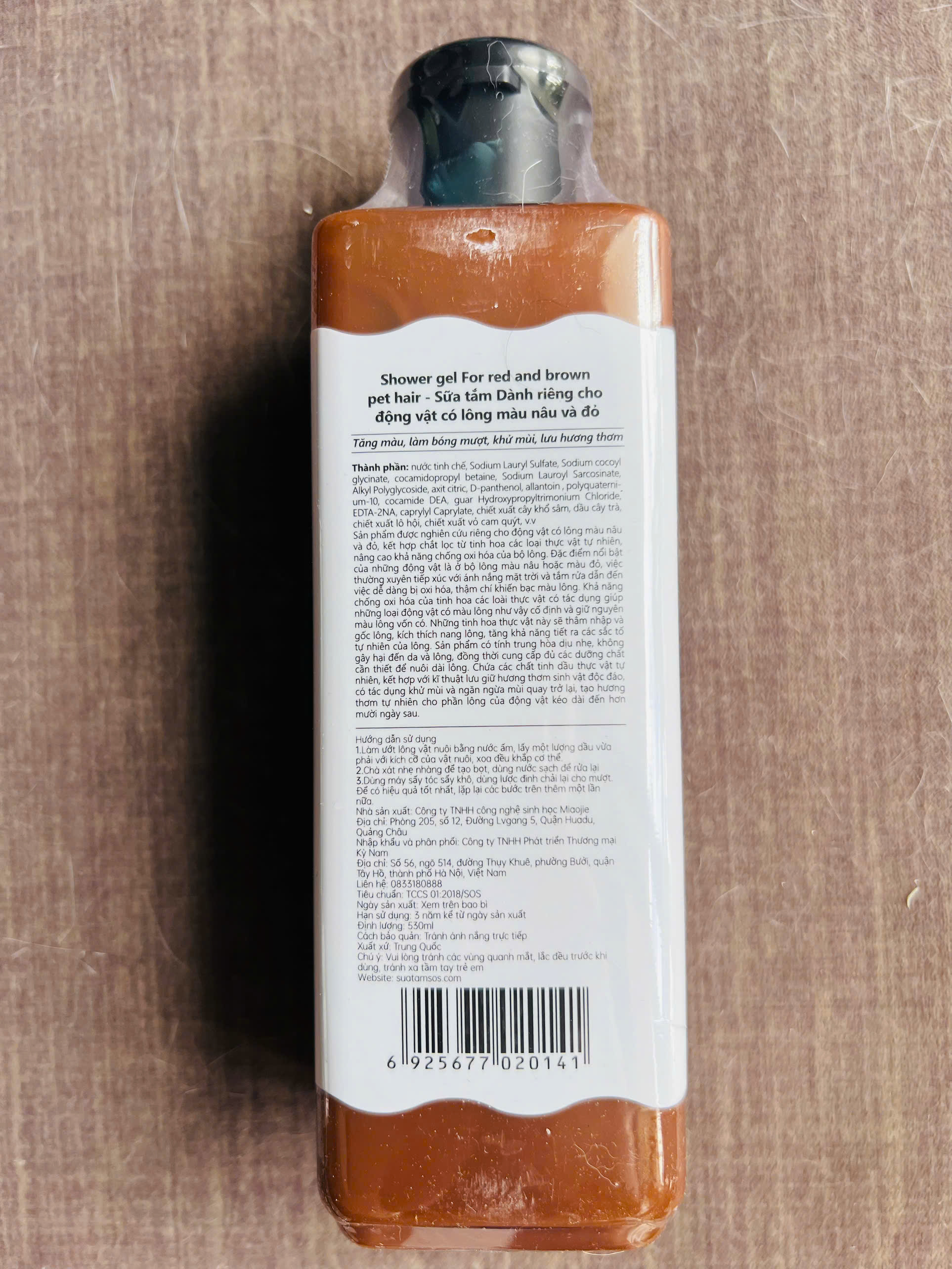 SỮA TẮM SOS DÀNH RIÊNG CHO ĐỘNG VẬT CÓ LÔNG MÀU NÂU VÀ ĐỎ 530ML CHO THÚ CƯNG CHÓ MÈO