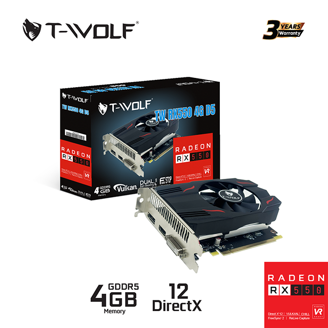 Card Màn Hình VGA T-WOLF TW-RX550 4G D5 – Hàng Chính Hãng