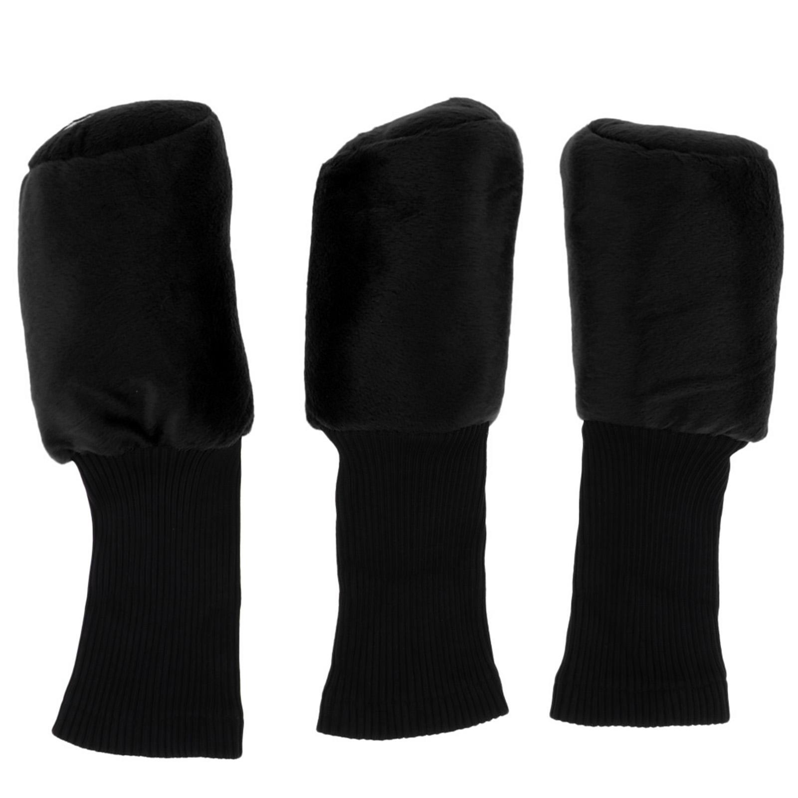 2x3pcs Long Neck Golf Club Head Cover Wood Headcover for Women Black