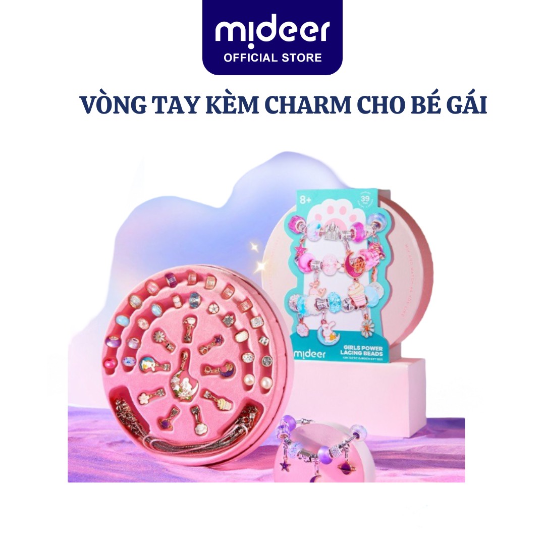 Vòng tay cho bé gái kèm charm lắc tay Mideer Girls Power Lacing Beads Fantastic Garden Hộp quà tặng