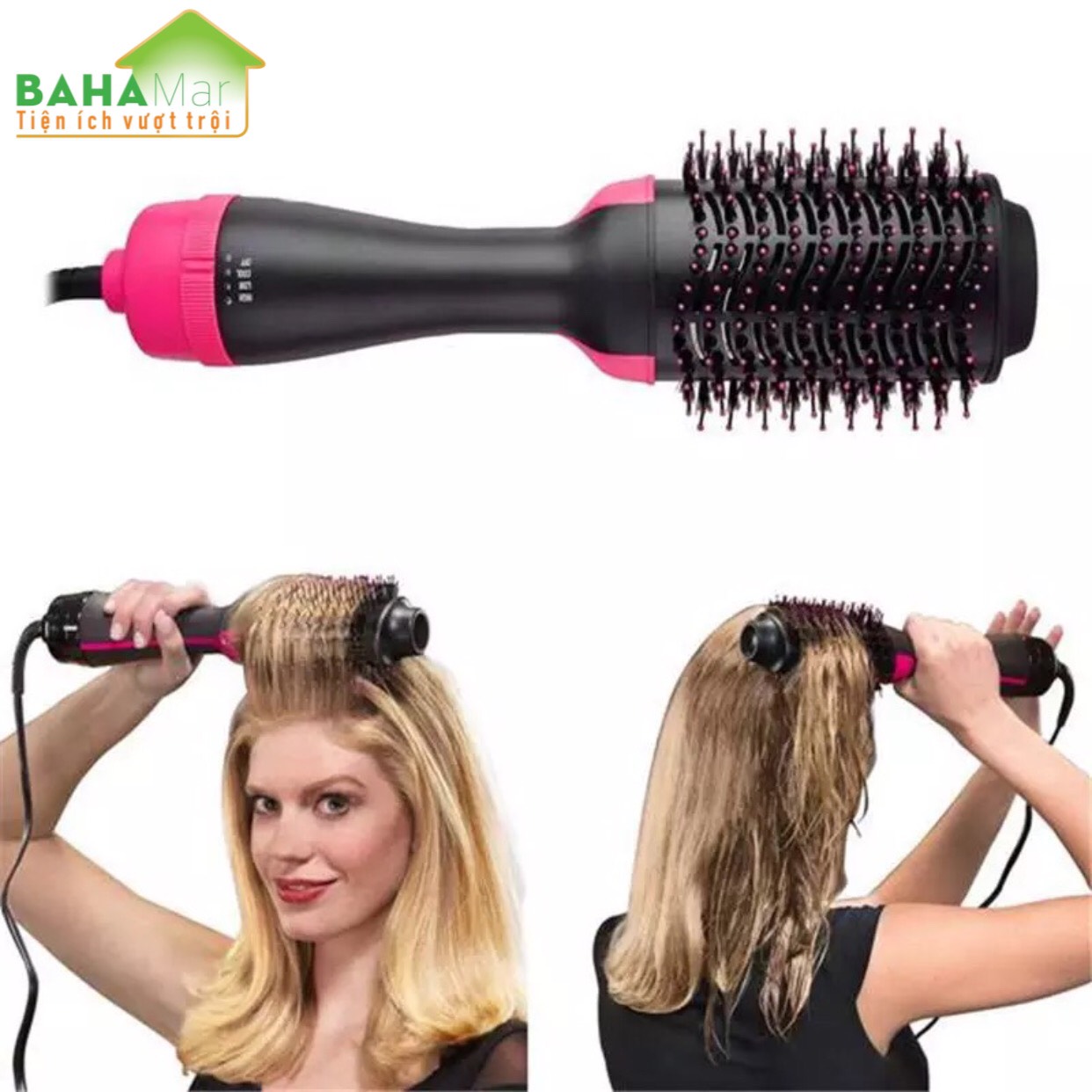 LƯỢC ION SẤY TÓC TẠO KIỂU 4 TRONG 1 "BAHAMAR" vừa chải tóc, vừa sấy tóc và tạo kiểu cho tóc. công nghệ ion âm giúp tóc mượt và bóng