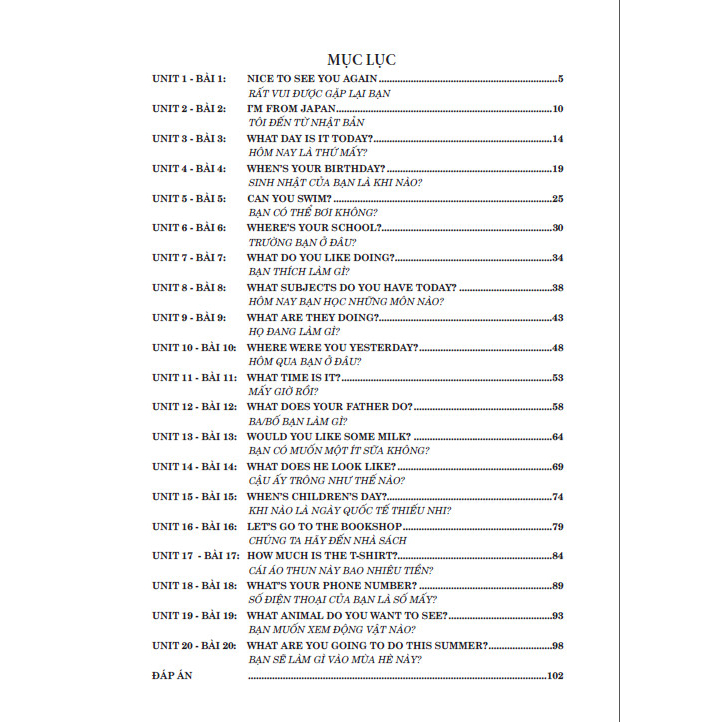 Bài Tập Từ Vựng Tiếng Anh Lớp 4