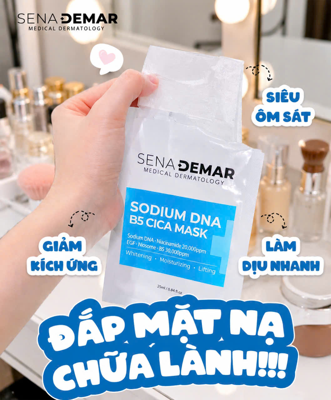 Combo 5-10-20-30-50 miếng Mặt nạ Senademar Sodium DNA B5 mask 25ml hạn 2029 Hàn Quốc cấp ẩm dưỡng trắng phục hồi