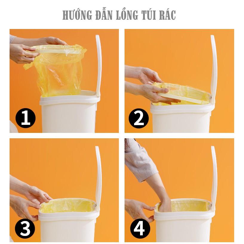 Thùng rác đạp chân 14L - thùng đựng rác nhựa đa năng [Có 2 Màu] R05