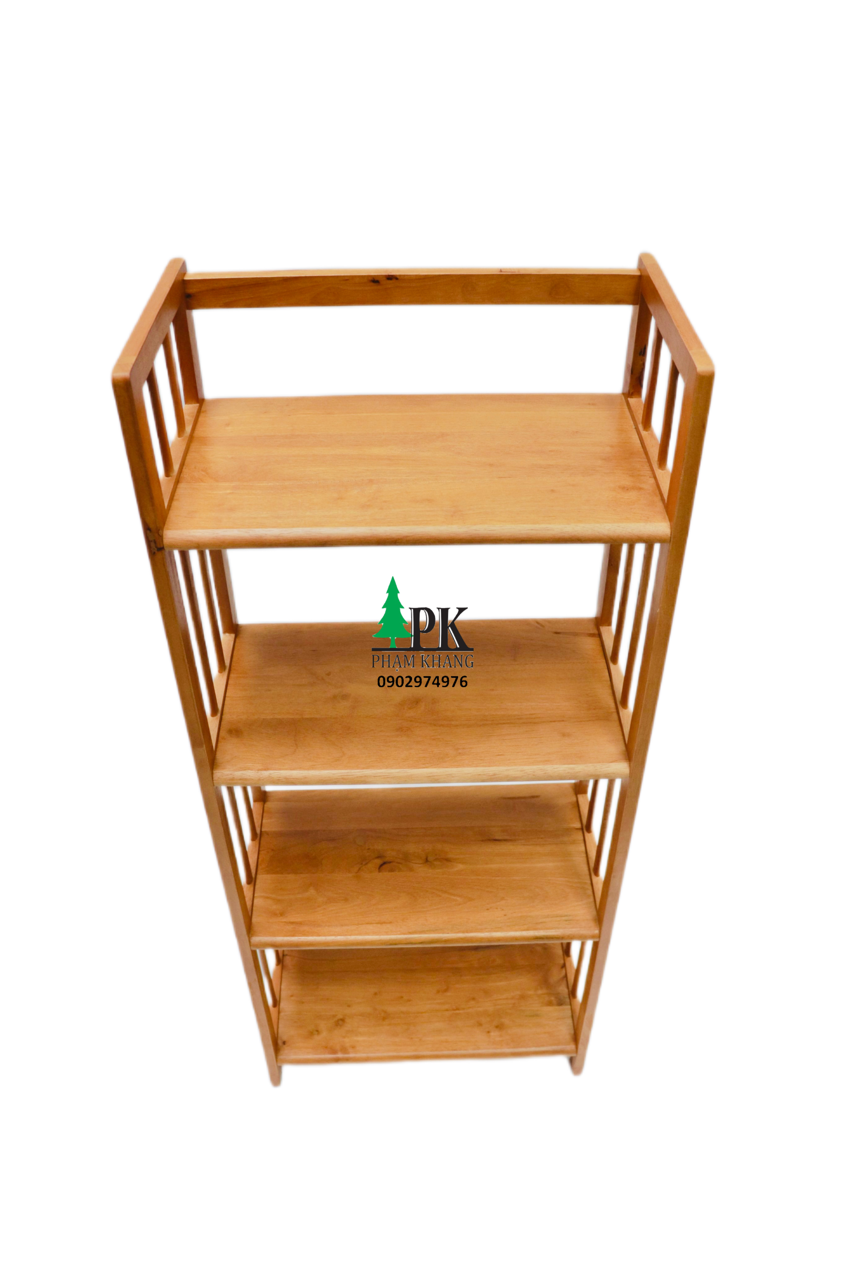 Kệ sách 4 tầng rộng 50 cm Start Decor - Gỗ cao su tự nhiên - Màu Gỗ Tự Nhiên/ Vàng Cherry