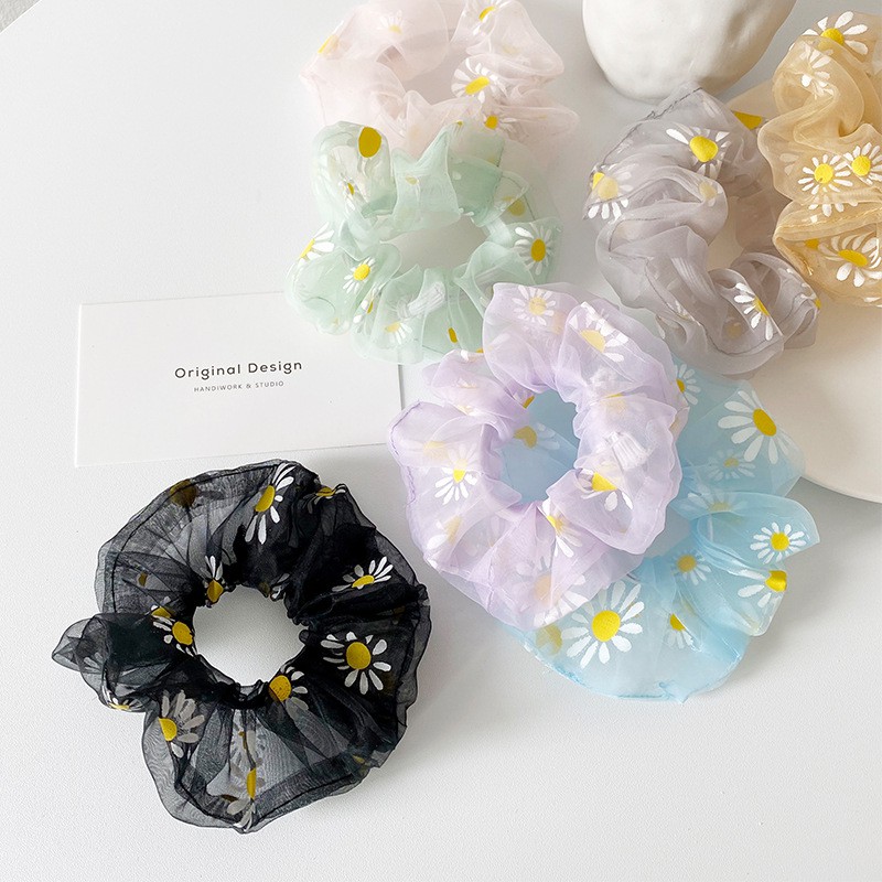 Dây chun buộc tóc vải scrunchies hoa cúc hot trend cực đẹp SC02 hương vị ngọt ngào