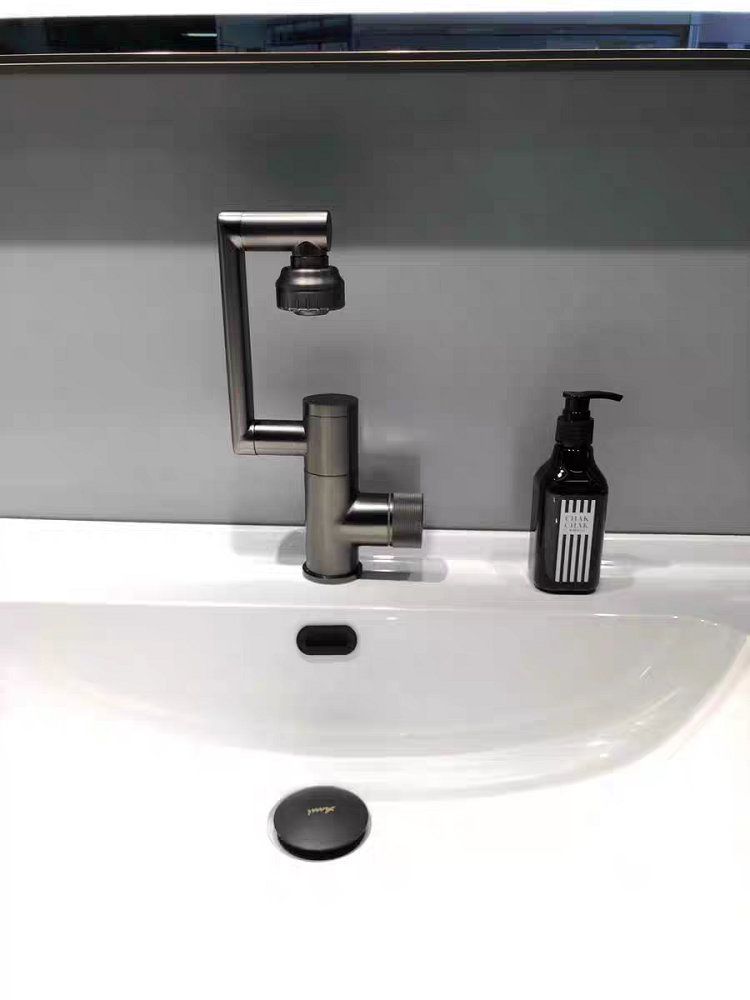 Vòi lavabo nóng lạnh đồng mạ PVD cao cấp xoay 720độ