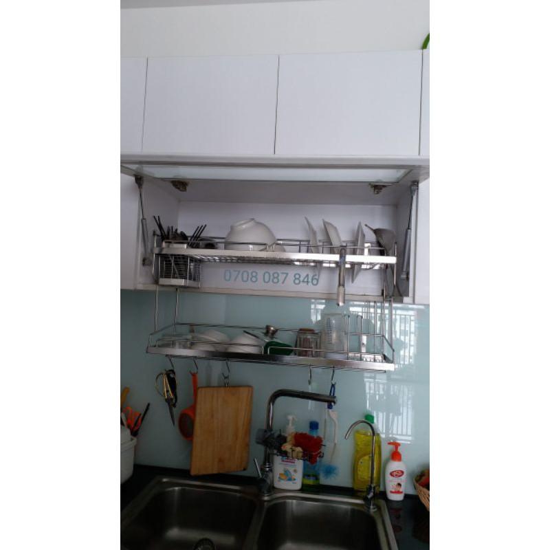 Kệ chén inox 304 đa năng treo tường 2 tầng-KC04