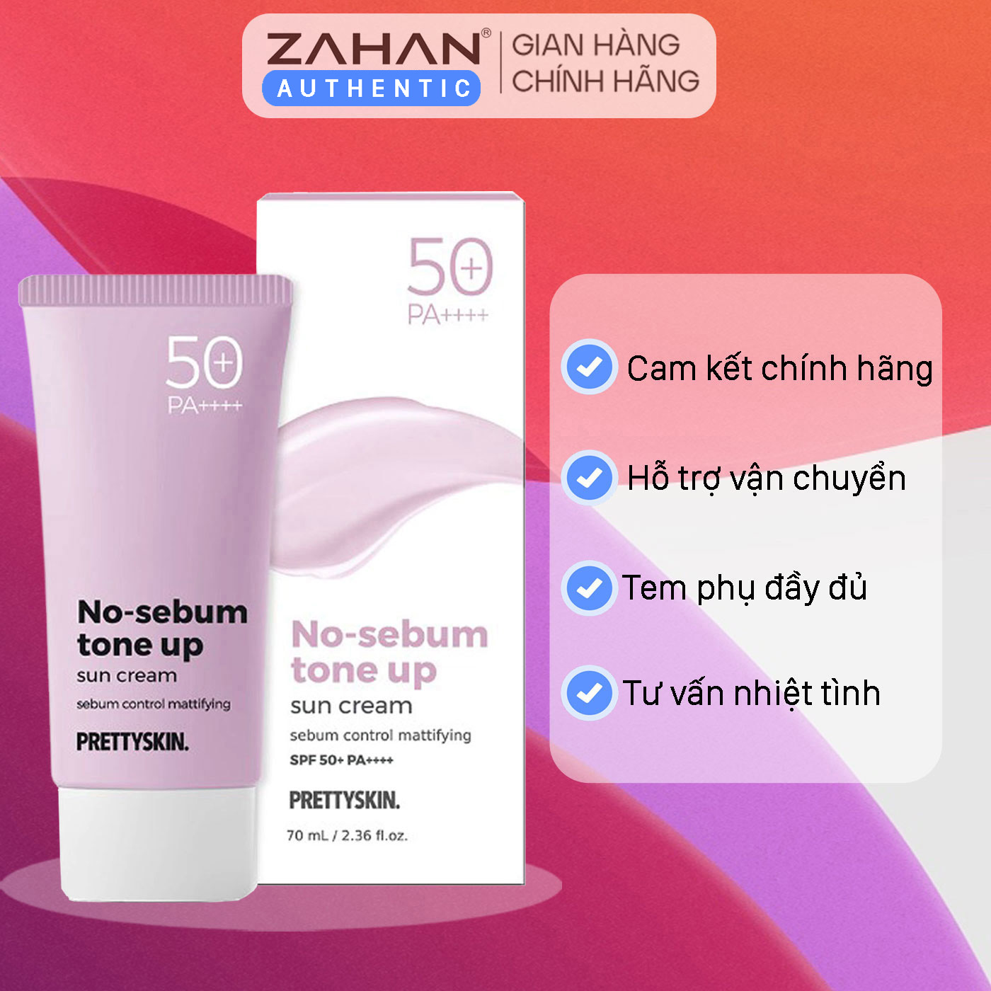 Kem chống nắng No-Sebum Tone Up Sun Cream Prettyskin 70ml