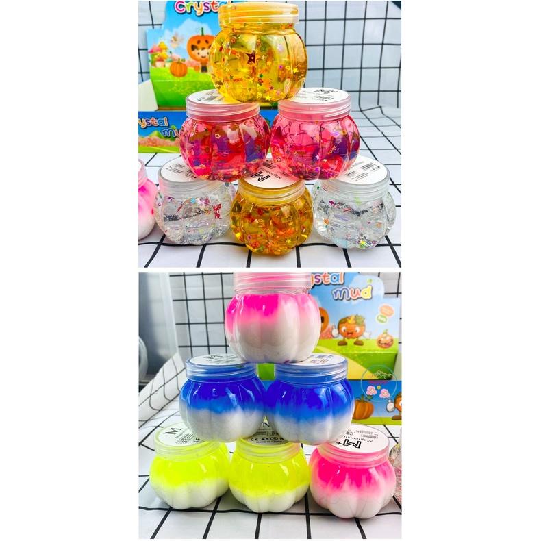 Slime bí ngô charm sao kim tuyến 6 màu đồ chơi slam đẹp squishy