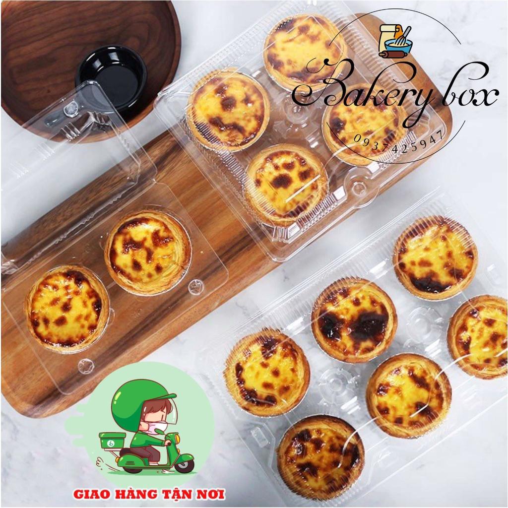 100 Hộp Nhựa 4 Ô Đựng Bánh Tart Trứng - Bánh Bao - Bánh Donut