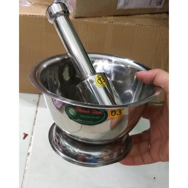 Bộ cối chày inox sáng bóng size 16cm