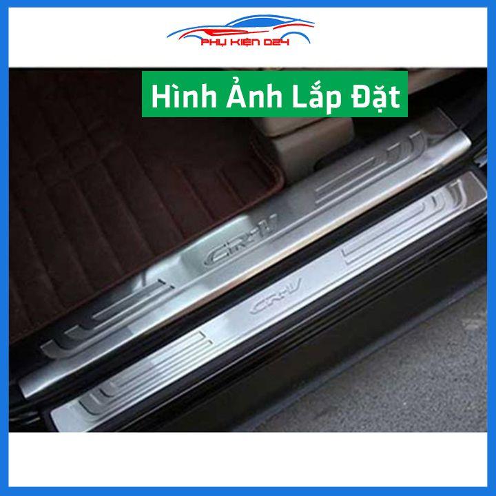 Bộ ốp bậc cửa trong ngoài nẹp bước chân CRV 2014-2015-2016 Inox chống trầy trang trí xe