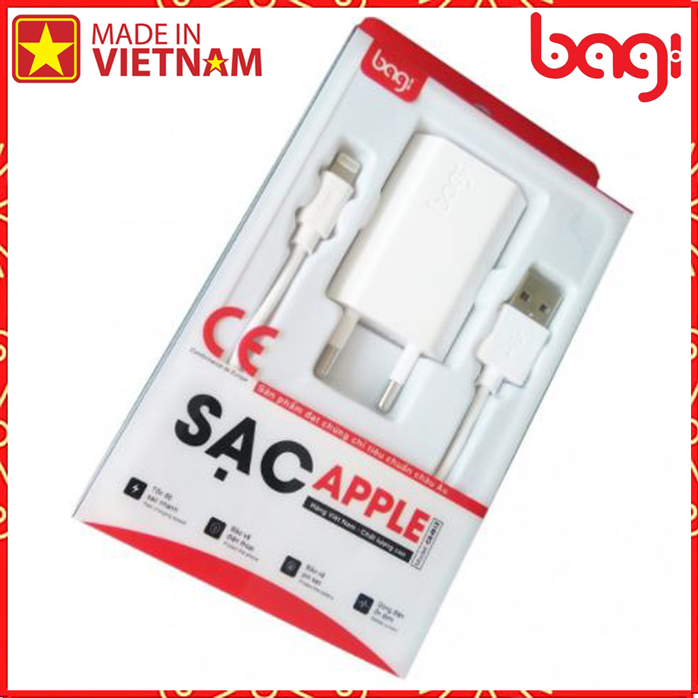 Combo Củ Sạc + Dây Cáp Sạc IPhone BAGI CE-I51Z - Hàng chính hãng