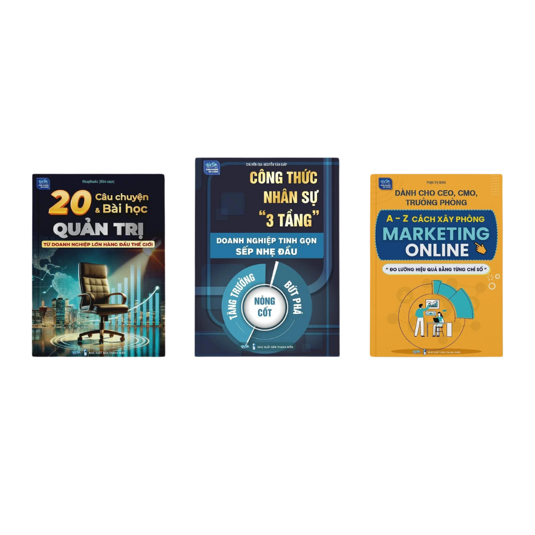 Combo 3 Cuốn Sách Quản Trị Nhân Sự 3 Tầng, 20 Bài Học Quản Trị, Xây phòng Marketing Online