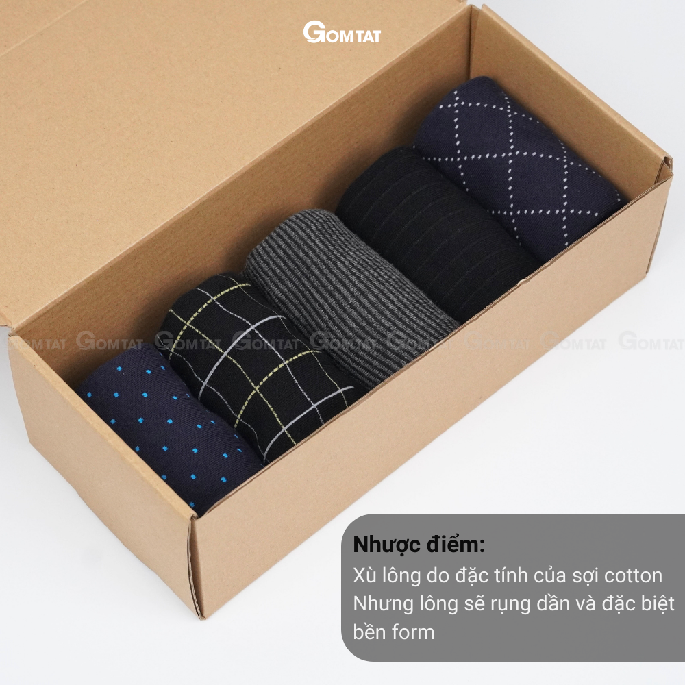 Hộp 5 đôi tất đi giày tây nam cổ cao mẫu MIX02, vớ nam công sở cao cấp, chất liệu cotton hút ẩm, thoáng khí - GOM-MIX02-CB5