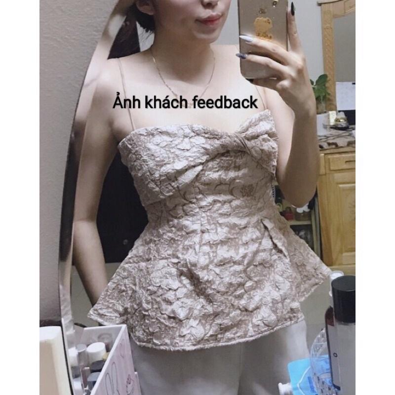 Áo peplum 2 dây nơ to xoắn ngực có 3 màu có size