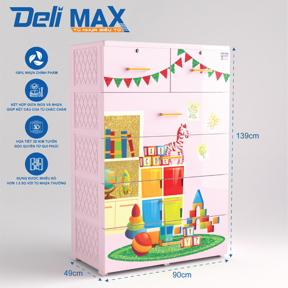 Tủ nhựa DELI MAX 5 tầng siêu to siêu chắc