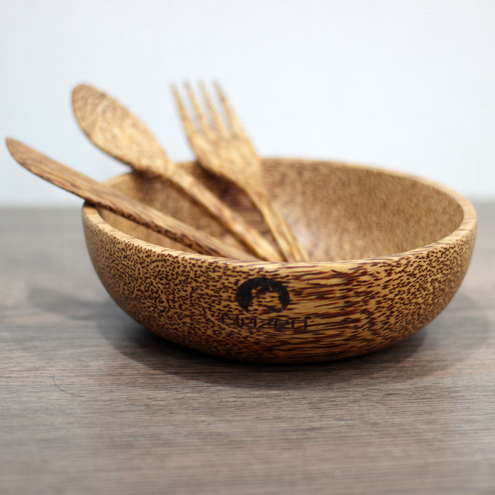 Set Tô gỗ dừa bát gỗ dừa tròn và muỗng gỗ dừa Buzen ( Coconut Wood Bowls)