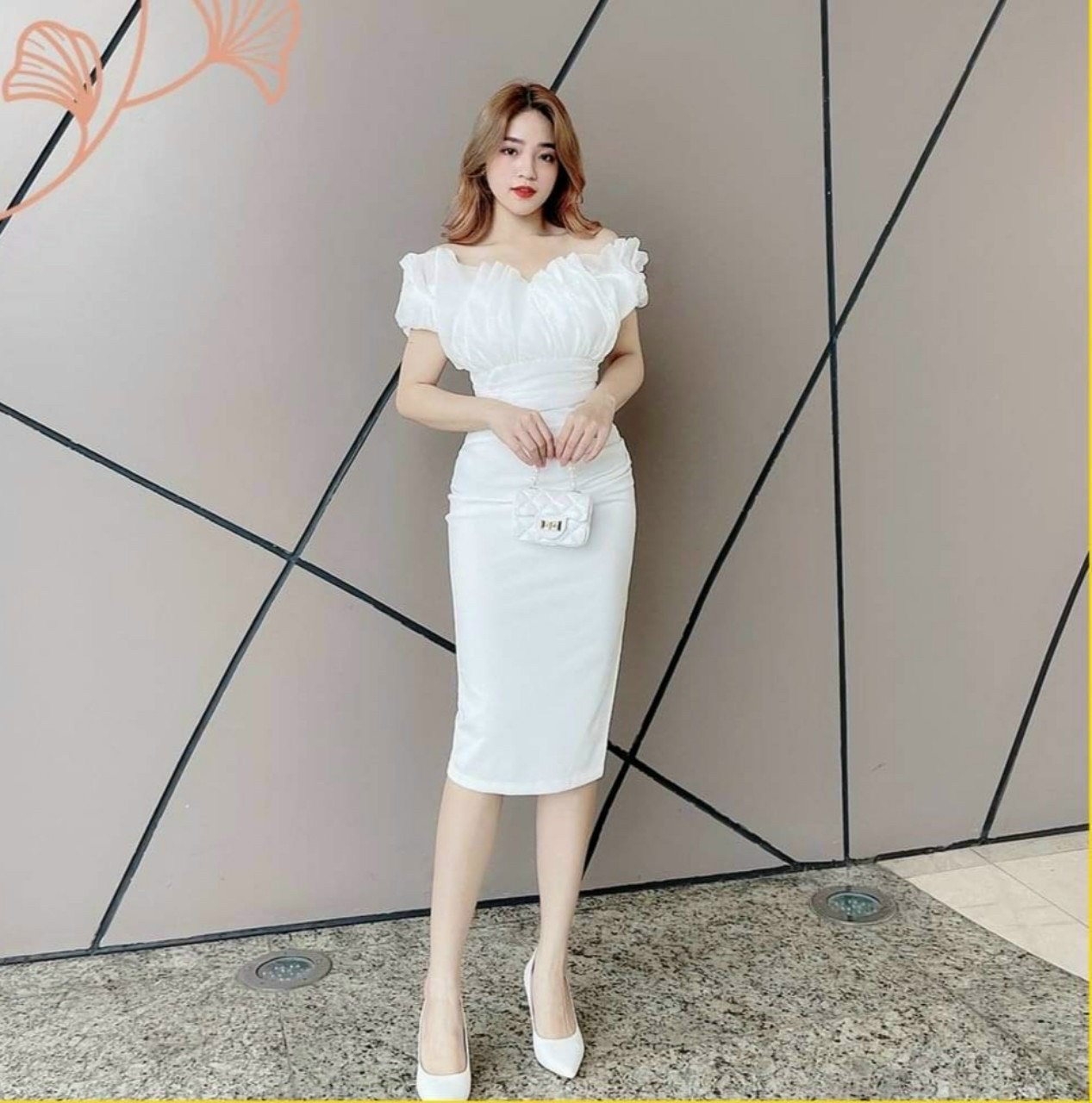 ĐẦM NHÚN NGỰC XẾP LY   MÀU Y HÌNH