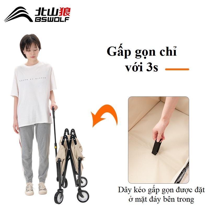 Xe kéo dã ngoại gấp gọn BSWOLF-YZ015 Xe kéo đa năng cắm trại, dã ngoại, câu cá và sử dụng hàng ngày.