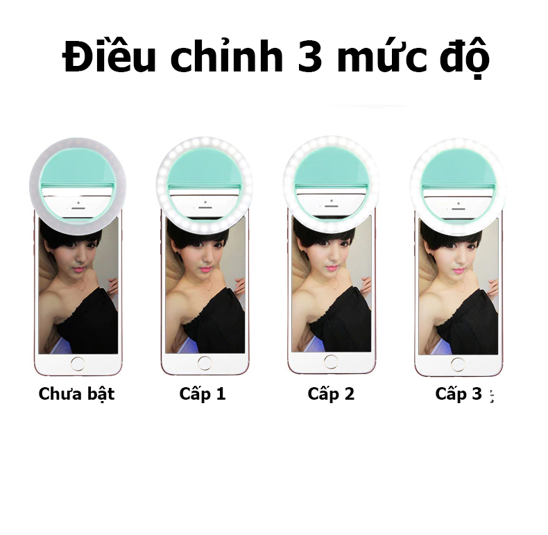 Đèn Led hỗ trợ chup hình selfie Live Stream bán hàng điều chỉnh 3 mức độ sáng (Đính kèm 1 dây sạc Micro USB) (Giao màu ngẫu nhiên) - Hàng Chính Hãng