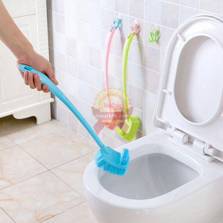 Bàn chải cọ sàn toilet 2 đầu đa năng vệ sinh bồn cầu nhà tắm phòng bếp cán dài