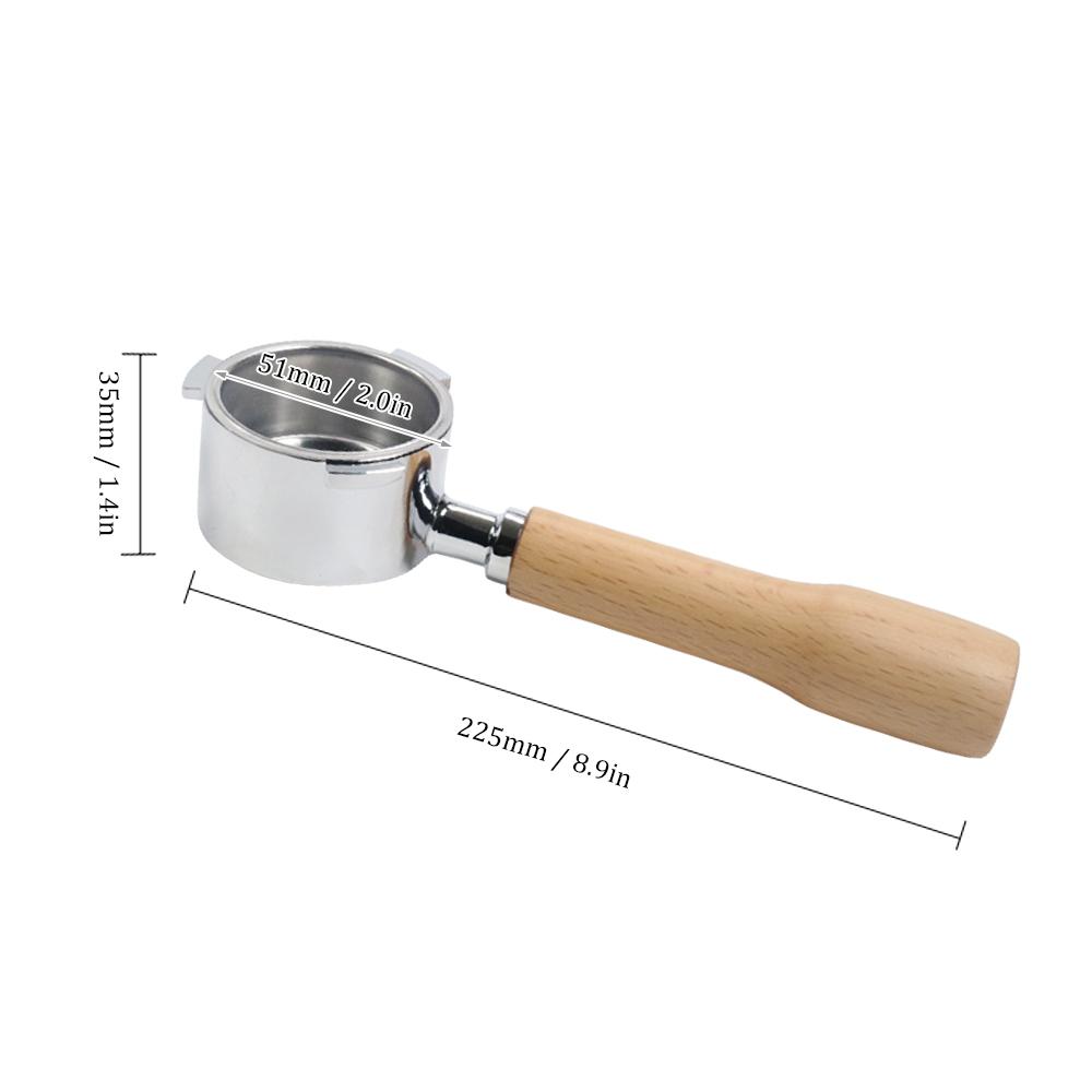 Máy lọc cà phê không có đáy 51mm tay cầm bằng gỗ cho cà phê Delonghi EC680 EC685