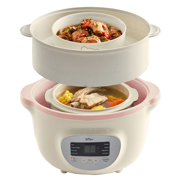 Nồi Nấu Chậm 1,6L Bear SUBE002 Đa Năng Bản Tiếng Viết - Hồng - Hàng Chính Hãng