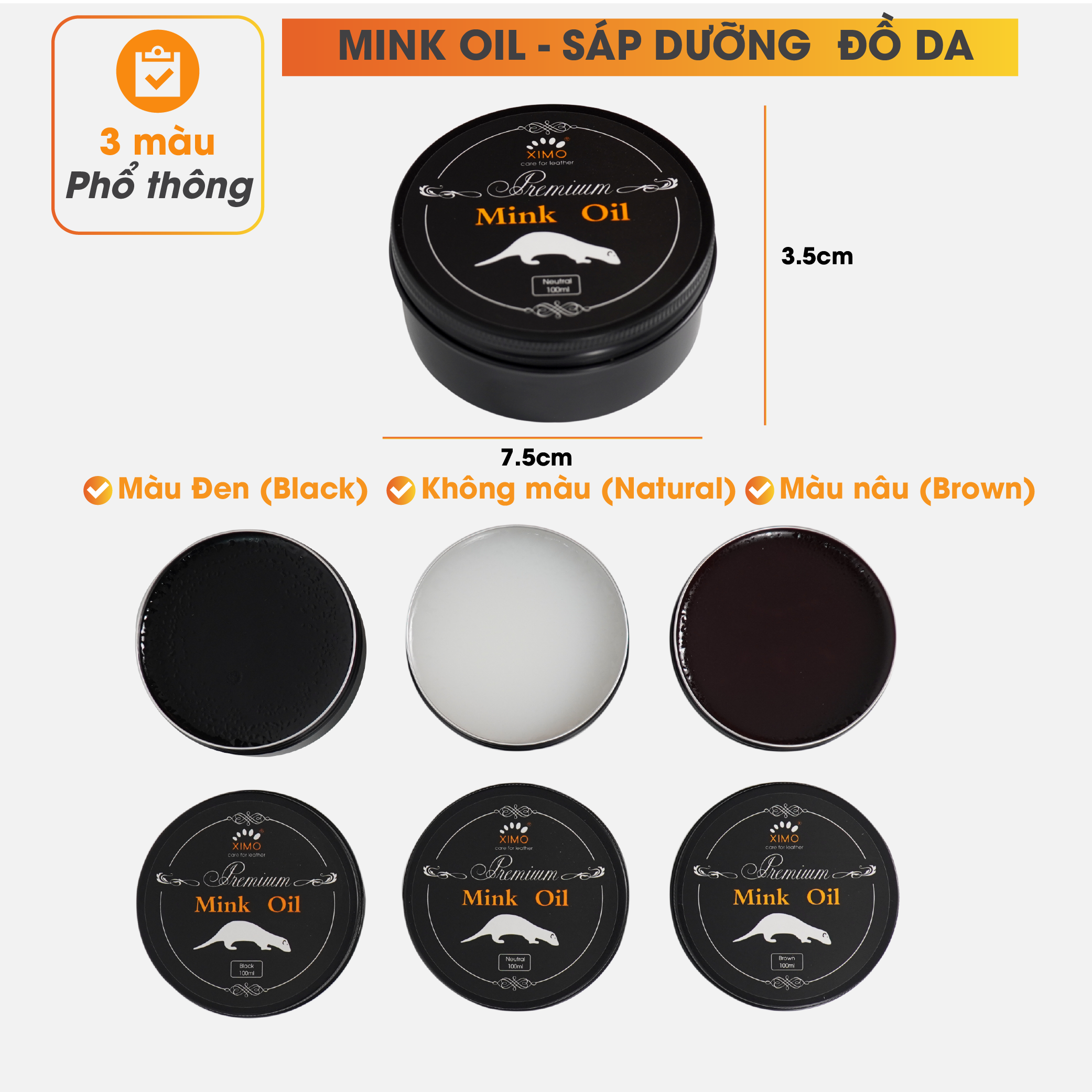 Hình ảnh Mink oil mỡ chồn XIMO chuyên bảo dưỡng chăm sóc đồ da, làm mới, phục hồi giày da, túi xách, áo da, ví da, ghế sofa XI01