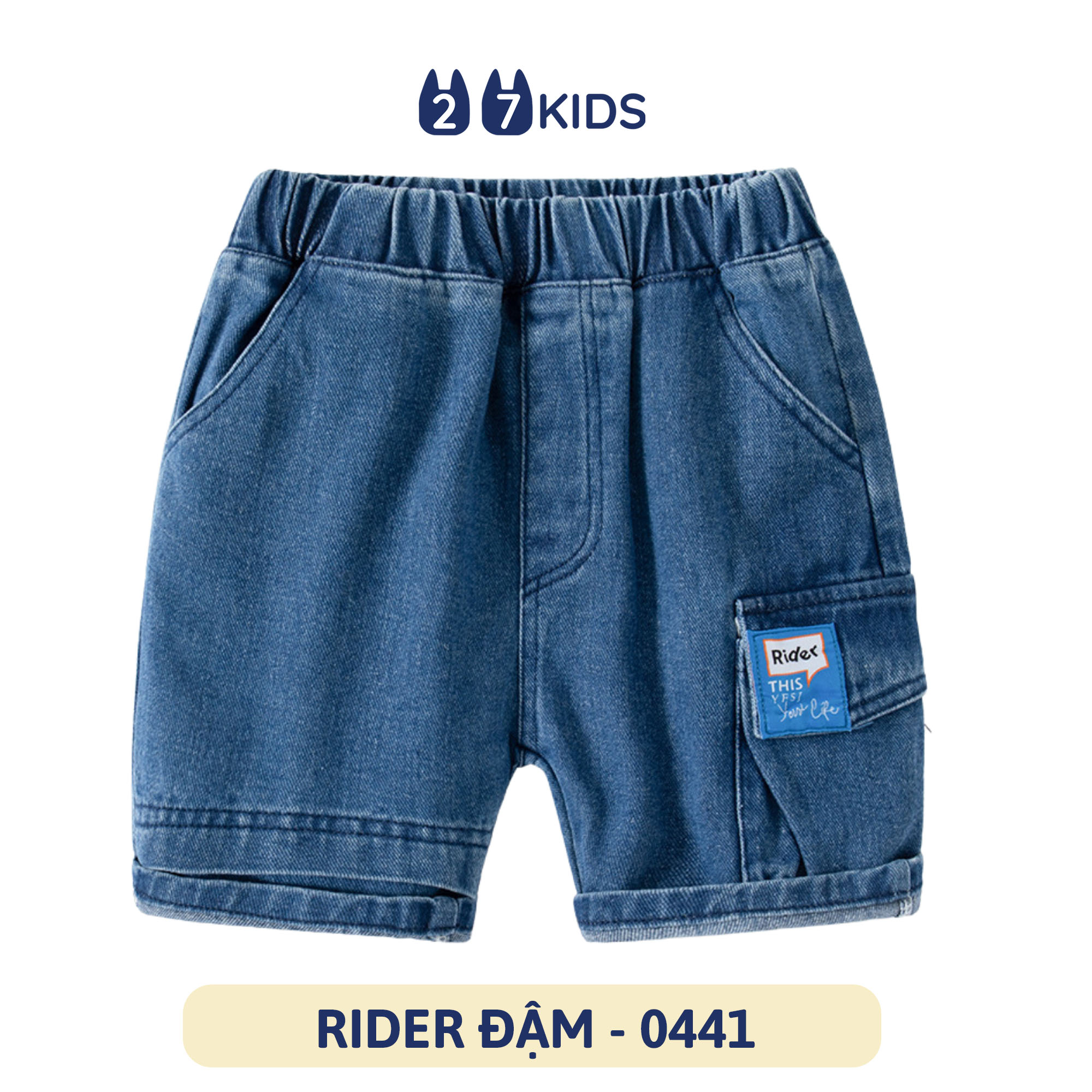 Quần short jean bé trai 27Kids WELLKIDS Quần đùi bò mềm lưng chun nam cho trẻ từ 2-8 tuổi BSJE2