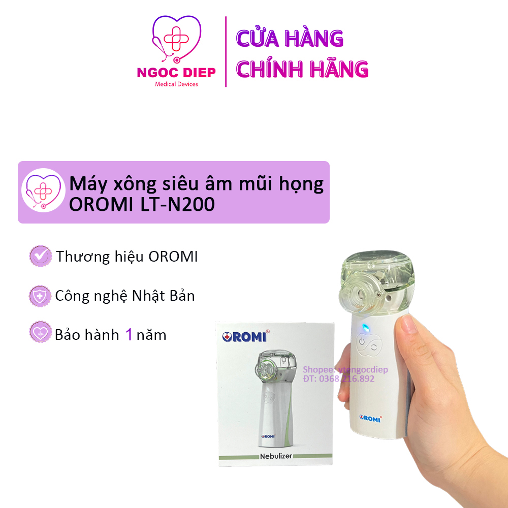 Máy xông khí dung cầm tay OROMI LT-N200 - Xông mũi họng siêu âm không tiếng ồn cao cấp