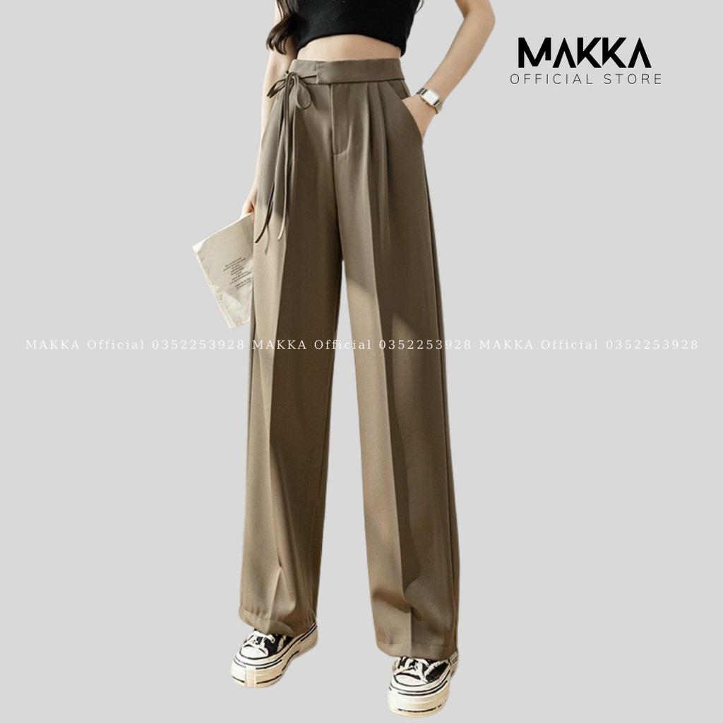 Quần Ống Rộng MAKKA cạp cao thắt dây cực xinh, quần tây công sở suông dài MAKKA