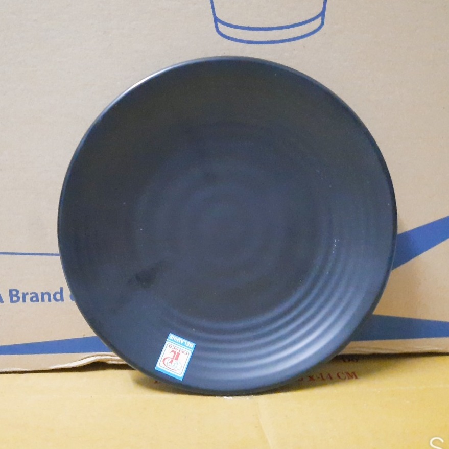 Đĩa tròn đen nhám đẳng cấp 100% melamine cao cấp, hàng cam kết đẹp, dày dặn và cực sang trọng
