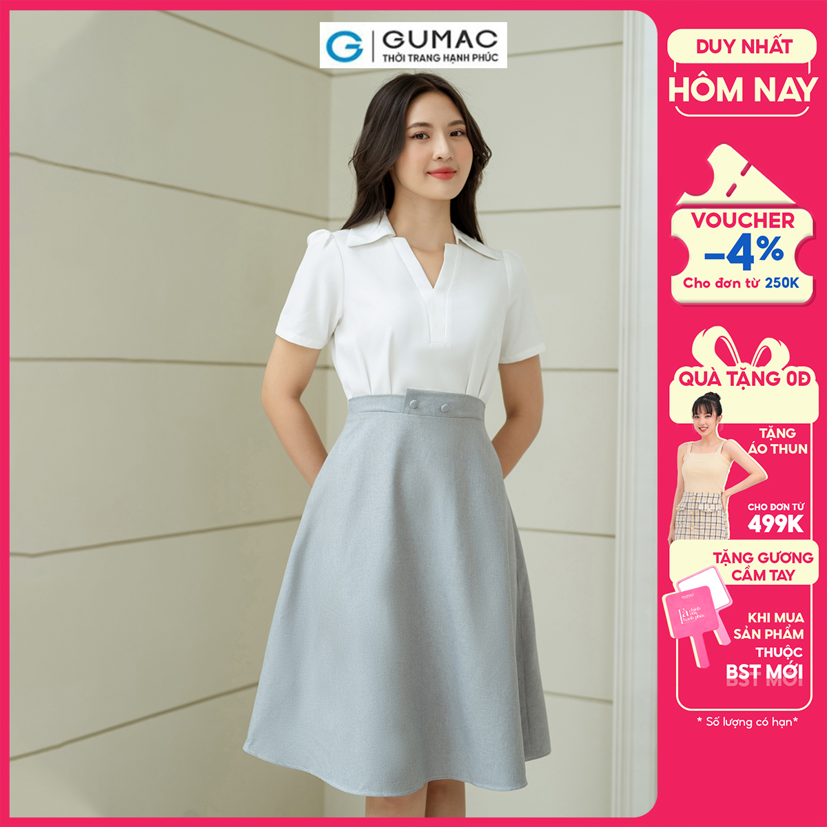 Đầm A phối tùng GUMAC DD08025