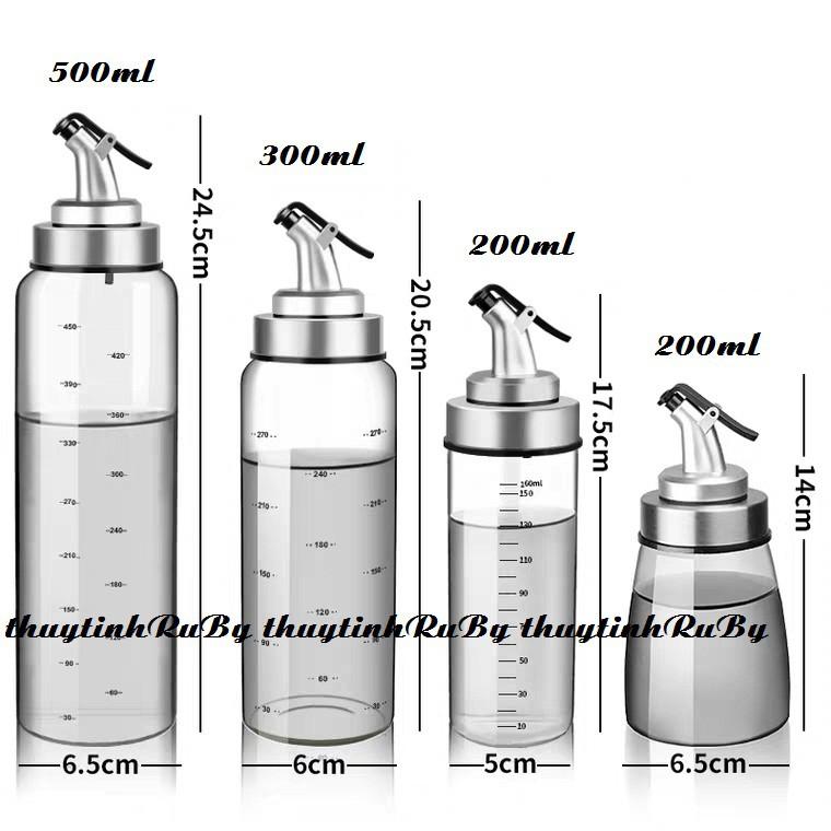 Chai Thủy Tinh Cao Cấp Đựng Thực Phẩm, Đựng gia vị, chai lọ Chiết Rót Dầu có vạch chia tiện lợi