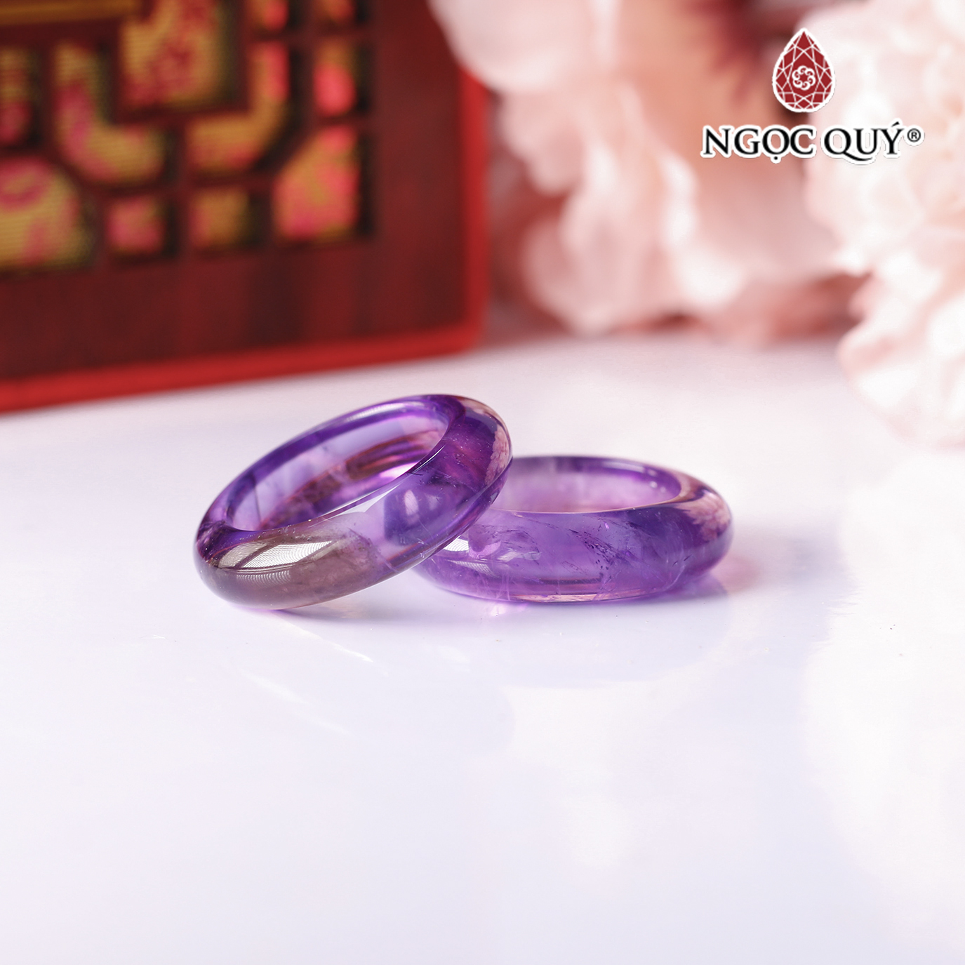 Nhẫn đá thạch anh tím mệnh hỏa. thổ - Ngọc Quý Gemstones