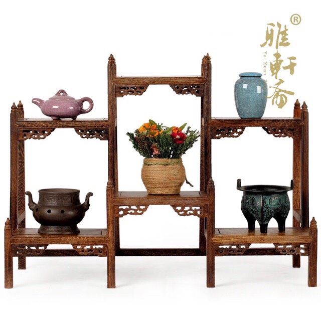 Kệ gỗ trang trí kê vật phong thuỷ v.v kê bộ ấm trà mini