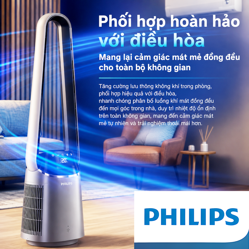 Philips ACR3244BF 2in1 Quạt Không Cánh + Máy Lọc Không Khí Sang Trọng Cho Gia Đình. HÀNG CHÍNH HÃNG