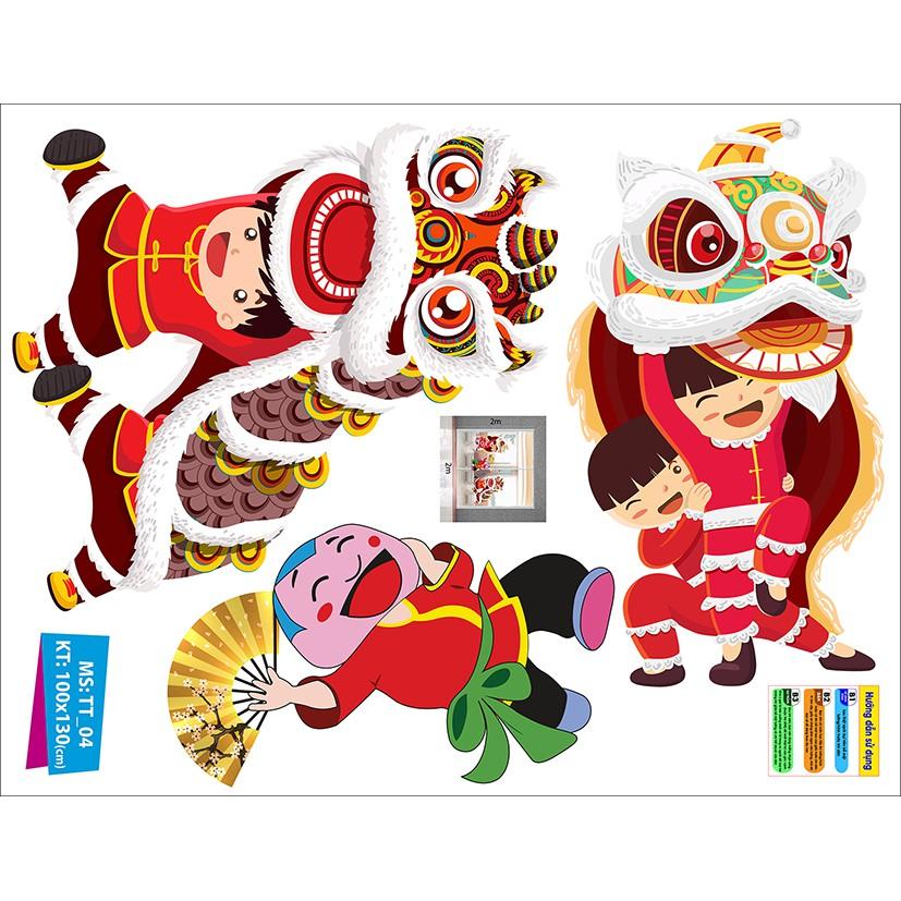 DECAL TRANG TRÍ TRUNG THU SỐ 4 BÉ MÚA LÂN CÙNG ÔNG ĐỊA