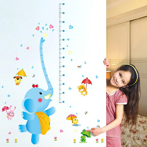 Decal Dán Tường Thước Đo Chiều Cao Voi Phun Nước 2 DTD019