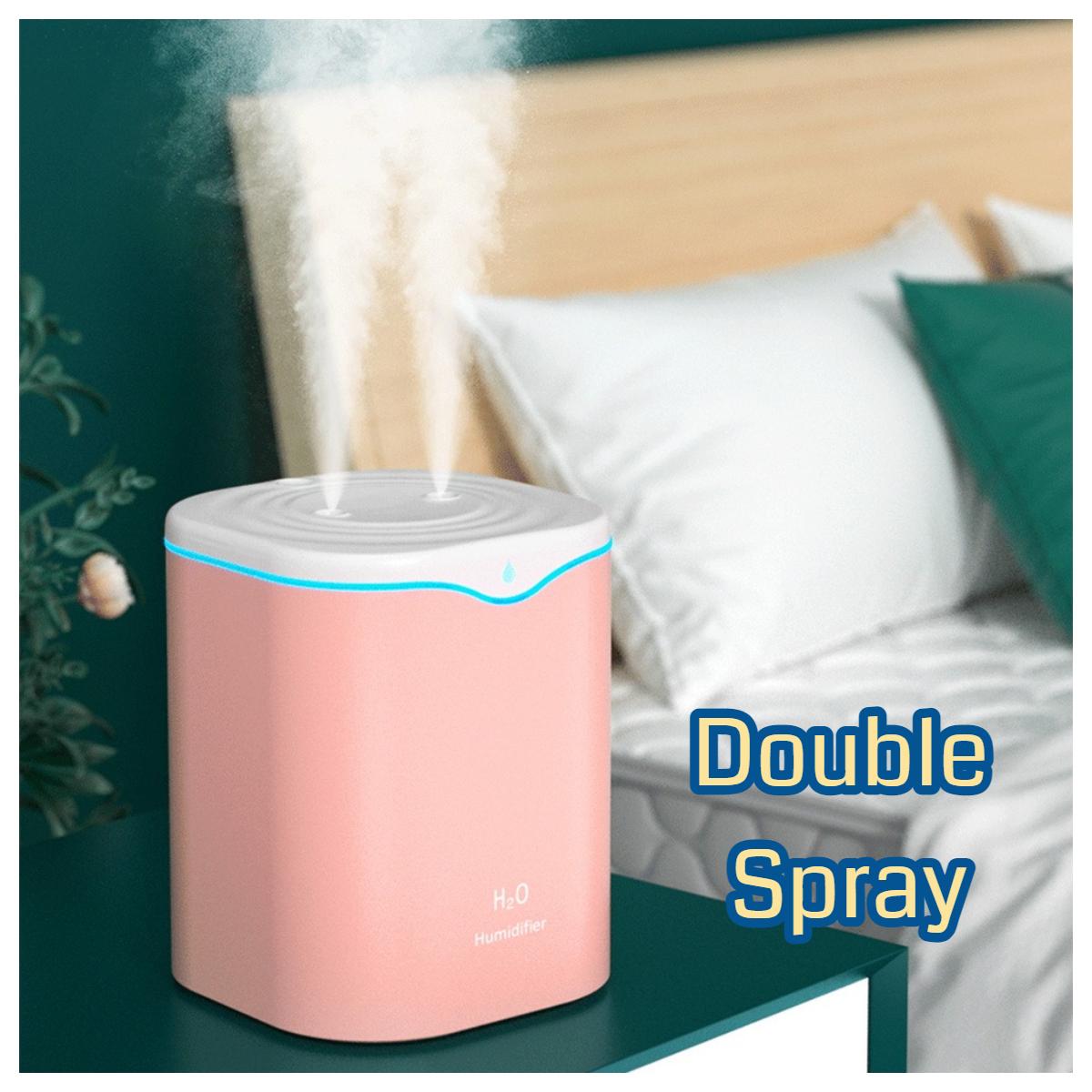 2000ML USB Máy Tạo Độ Ẩm Không Khí Đôi Cổng Xịt Tinh Máy Khuếch Tán Tinh Dầu Mát Sương Phun Sương Tạo Ẩm Hình Ếch Con Cho Nhà Văn Phòng