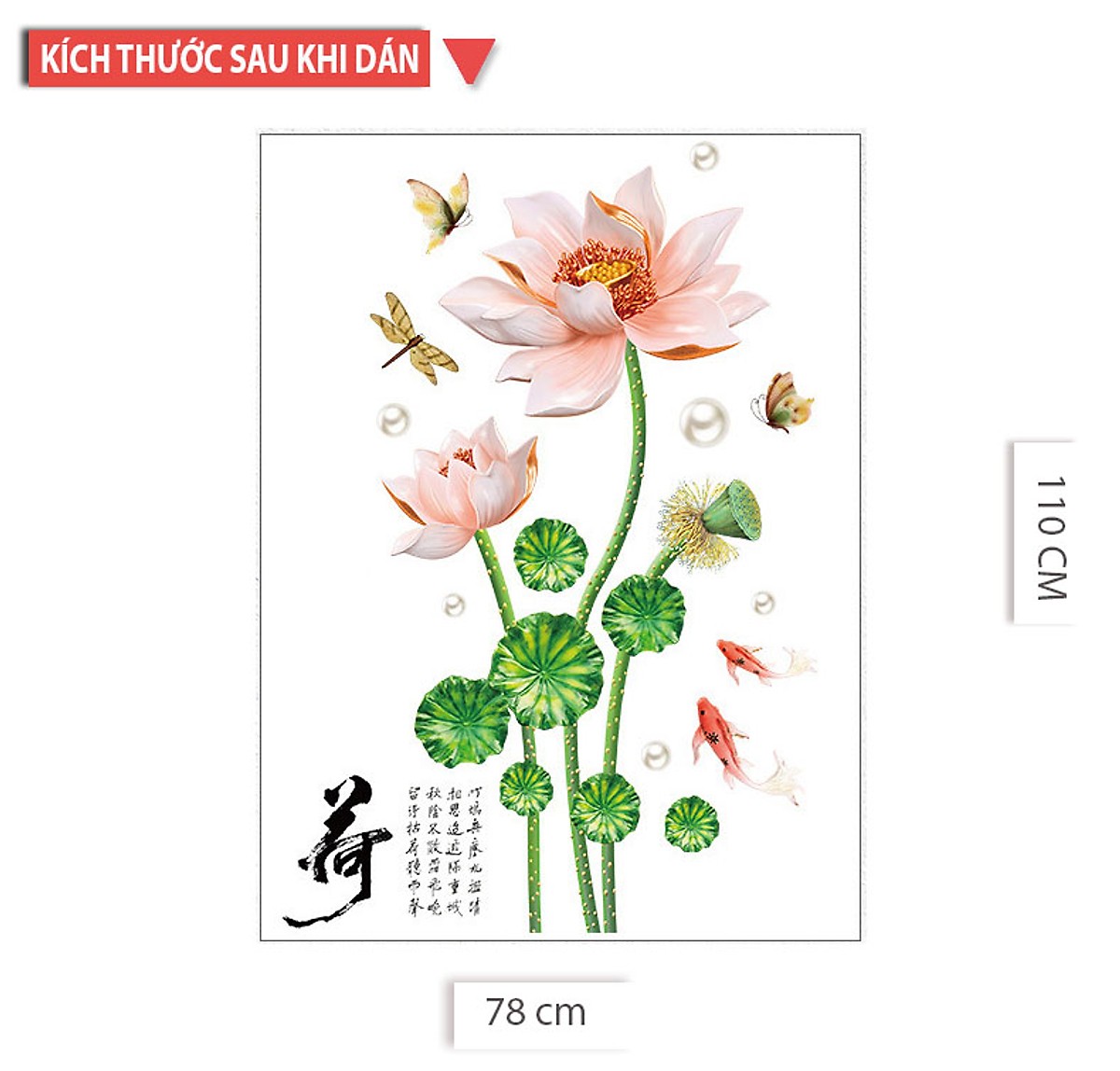 Decal dán tường hoa sen combo sang trọng