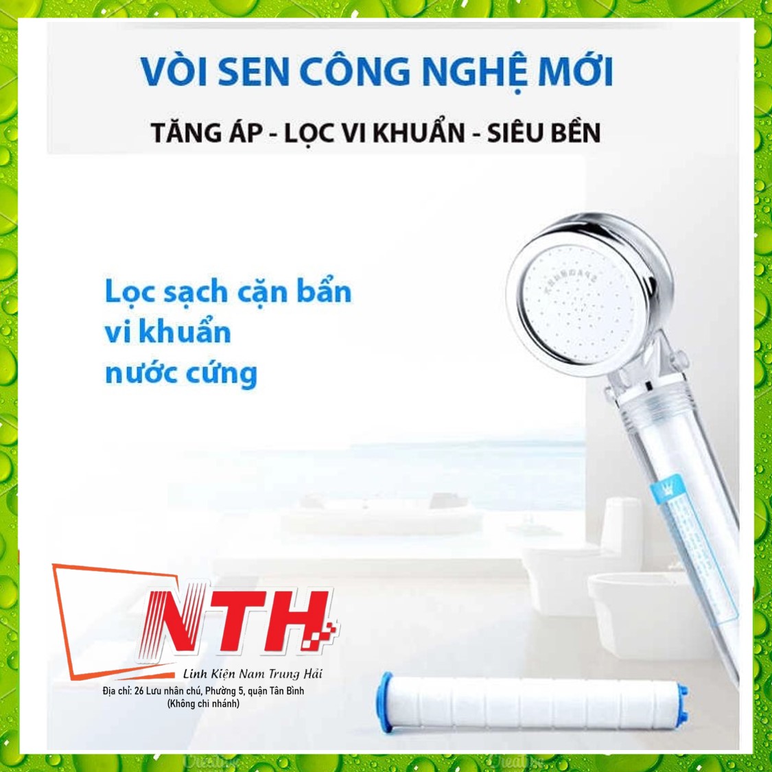 Vòi sen YC-300 tăng áp lõi lọc nước khử khuẩn Hàn Quốc - Tặng thêm 1 lõi lọc-NTH
