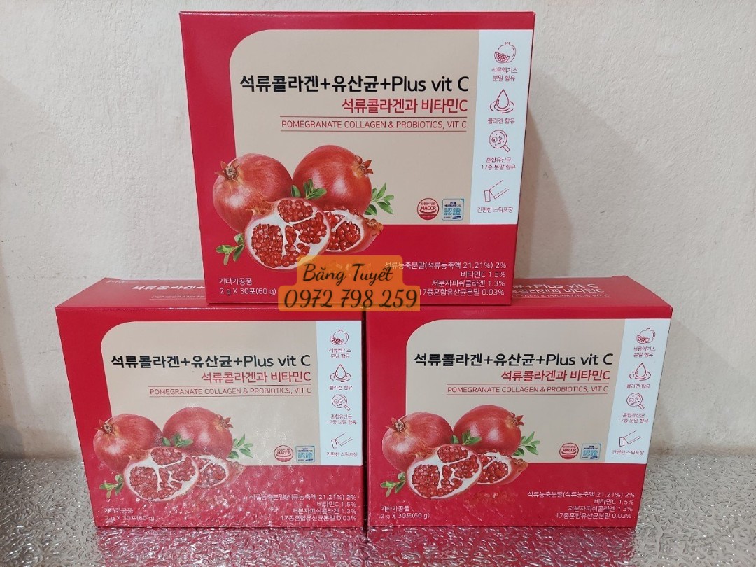 Bột Collagen Lựu Đỏ Nhụy Hoa Nghệ Tây Saffron Bio Cell HOT HIT tại Hàn Quốc