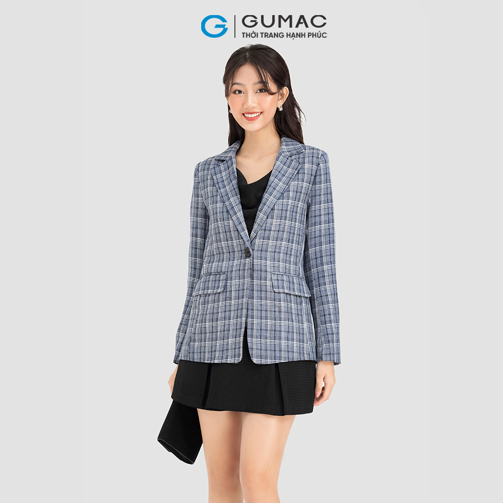 Áo vest blazer nữ GUMAC AC08050 sọc caro có túi nắp