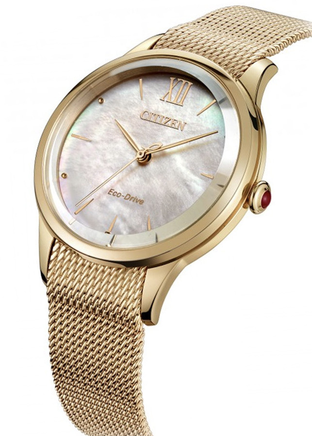 Đồng Hồ Nữ Citizen Eco-Drive Dây Thép Không Gỉ EM0813-86Y - Mặt Xà Cừ (Sapphire)
