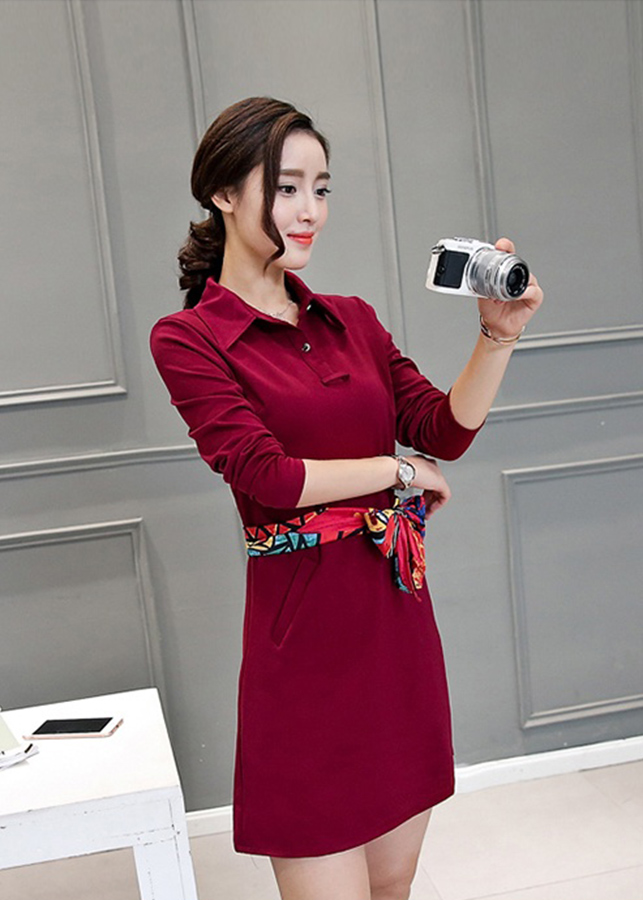 Đầm Suông Kèm Khăn Choàng Cổ Cách Điệu BY1072