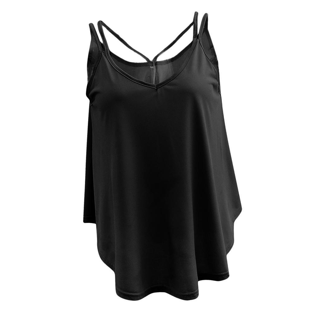 Ladies Summer Casual Loose Cami Sleeveless Vest Strap Plain Swing Tank Tops Sun-top Blouse S-XL